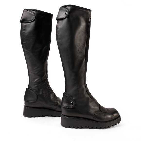 Jil Sander Black Knee-High Leather Boots – Size 37 - Picture 2 of 13